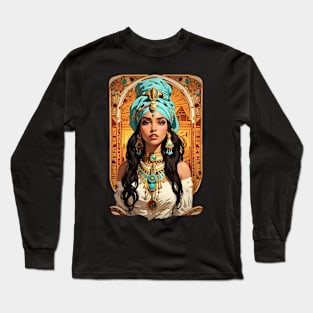 Cleopatra Queen of Egypt retro vintage floral design Long Sleeve T-Shirt